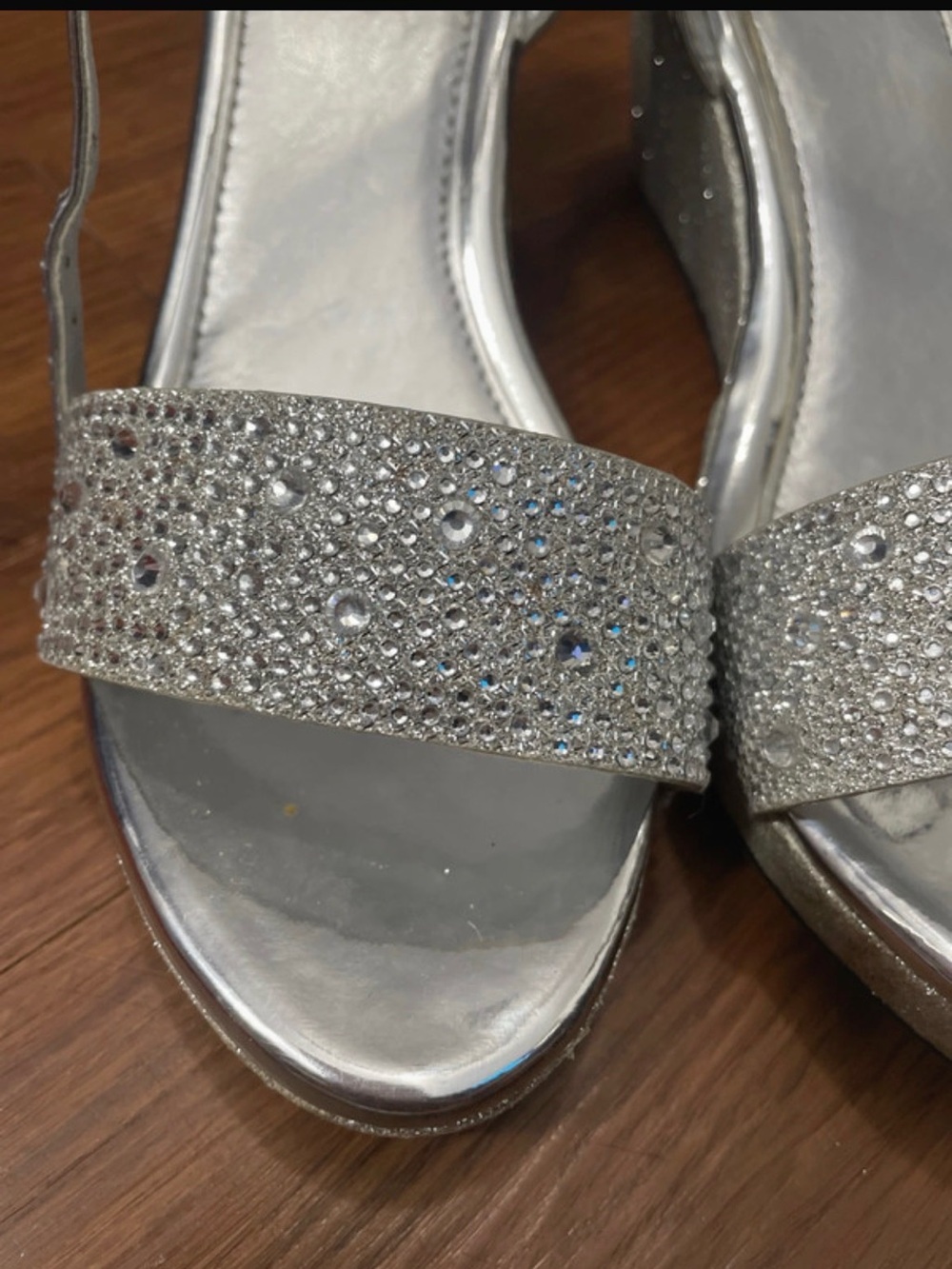Kids Silver Rhinestone Slingback Sandals - Picture 2 of 4